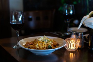 Wine and delicious pasta!